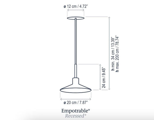 Bover Platet Recessed Pendant Light (S/20)