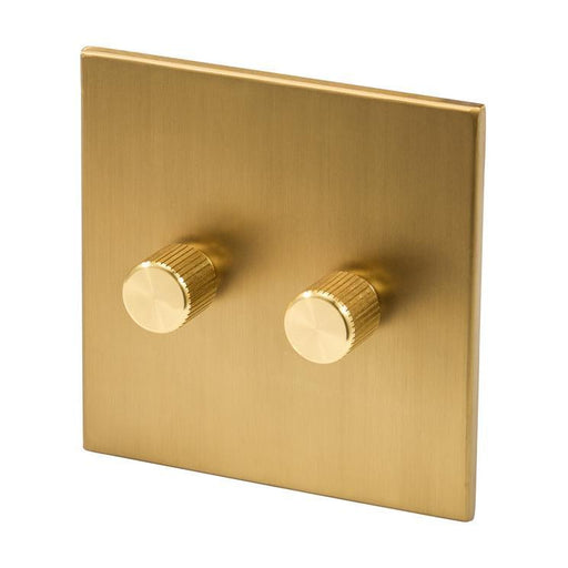 Tala Double Rotary Wall Dimmer in Brass